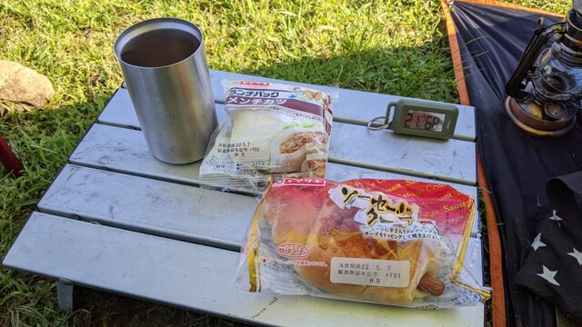 2022年初夏ソロ徒歩キャン@湖岸緑地・志那1朝食