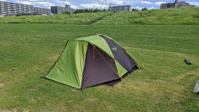 2020年盛夏ソロ初デイキャン＠淀川河川公園・太子橋地区／テント設営