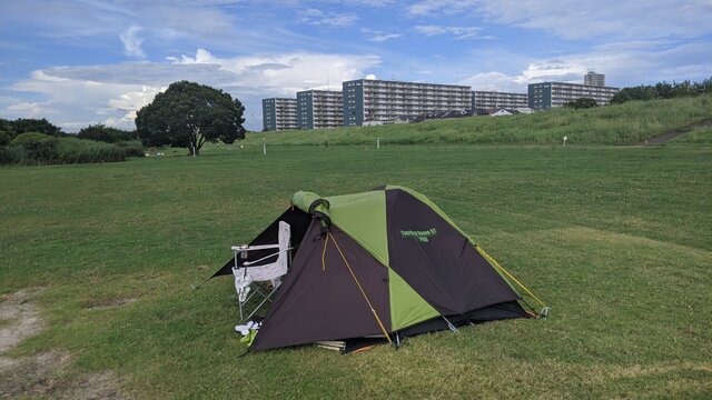 2020年盛夏ソロ初デイキャン@淀川河川公園・太子橋地区/テント設営
