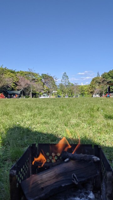 2021年春～あなたはこの坂に耐えられるか～ソロ自転車デイキャンプ＠【大阪府】寝屋川公園・芝生広場／焚き火