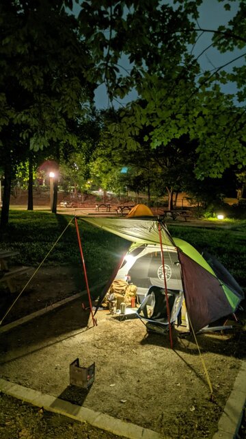 2022年戻り梅雨ソロ自転車キャンプ＠花博記念公園・鶴見緑地キャンプ場／夜