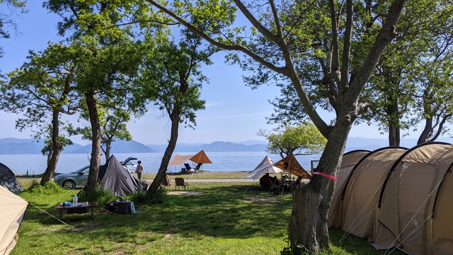 【滋賀県】六ツ矢崎浜オートキャンプ場（琵琶湖）／2023年初夏のバックパック自転車キャンプ