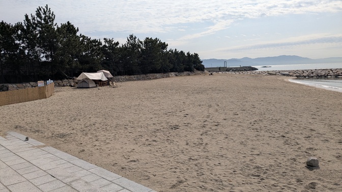 【兵庫県】林崎・松江海岸@明石市/2025年 冬の海辺 バックパック徒歩キャンプ