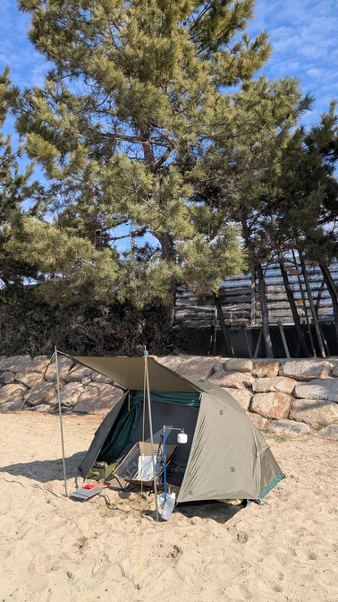 【兵庫県】林崎・松江海岸@明石市/2025年 冬の海辺 バックパック徒歩キャンプ